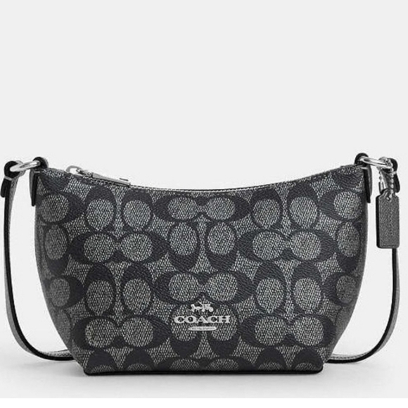 NWOT Coach Zip Top Crossbody Metallic Signature Canvas CW338 Gunmetal - Picture 10 of 10